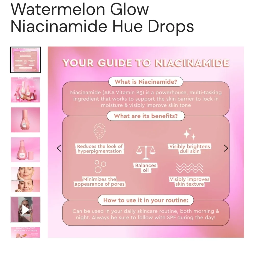 Glow Recipe Watermelon Glow Niacinamide Hue Drops 40ml SunGlow NIB - Picture 11 of 15